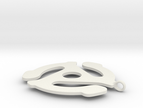 45 Record Player Adapter Pendant in White Natural Versatile Plastic