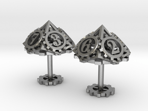 Steampunk Gear Cufflinks in Natural Silver