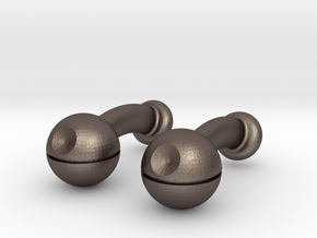 Death Star Cufflinks in Polished Bronzed Silver Steel