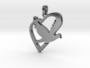 Love & Peace Pendant in Fine Detail Polished Silver