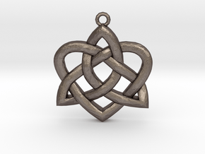 Heart Knot - small in Polished Bronzed Silver Steel