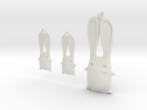 Bunny Earrings and Pendant Set in White Natural Versatile Plastic