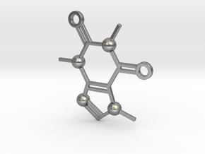 Cafeine molecule Pendant in Natural Silver