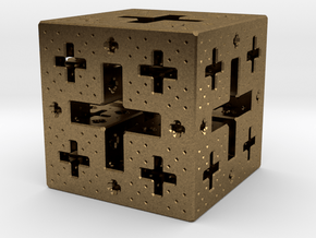 Jerusalem Cube Fractal Pendant in Natural Bronze