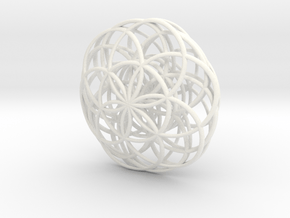 Flower of Life Charm in White Processed Versatile Plastic
