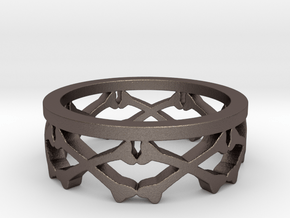 Bones Crown Design Ring - Size 10 in Polished Bronzed Silver Steel