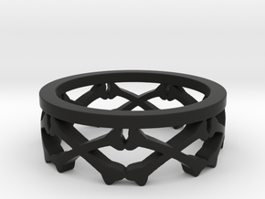Bones Crown Design Ring - Size 10 in Black Natural Versatile Plastic
