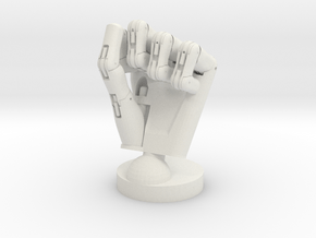 Cyborg hand posed fist small in White Natural Versatile Plastic
