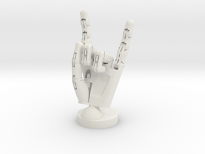 Cyborg hand posed rock in White Natural Versatile Plastic