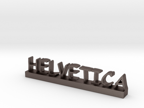 Font Snob Humor, Helvetica in Comic Sans in Polished Bronzed Silver Steel