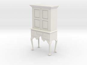 1:24 Queen Anne Highboy Cabinet in White Natural Versatile Plastic