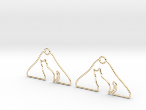Cat Hanger Earrings in 14K Yellow Gold