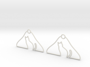 Cat Hanger Earrings in White Natural Versatile Plastic
