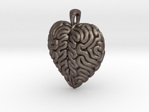 Think With Your Heart Pendant (Hollowed) in Polished Bronzed Silver Steel