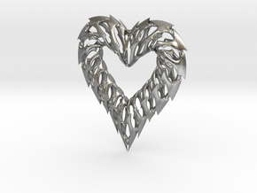 Rib Heart 02 in Natural Silver