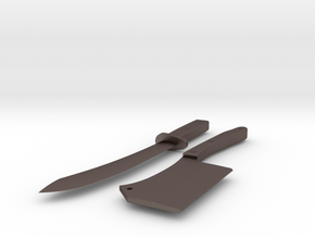 Bill the Butcher - Fight Knife and Cleaver in Polished Bronzed Silver Steel
