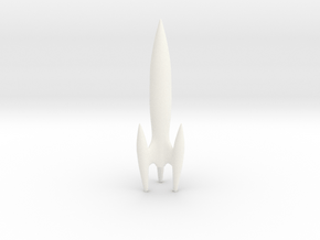 Retro Rocket 1 Miniature in White Processed Versatile Plastic