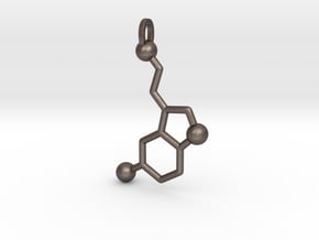 Serotonin Molecule in Polished Bronzed Silver Steel
