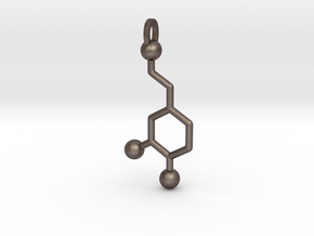 Dopamine Molecule in Polished Bronzed Silver Steel