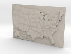 USA Map 180mm in Natural Sandstone