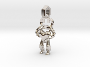 Little Droid heart Pendant in Platinum