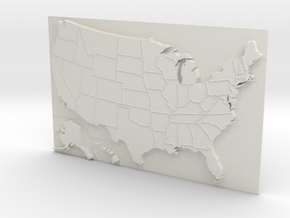 USA Map 180mm in White Natural Versatile Plastic