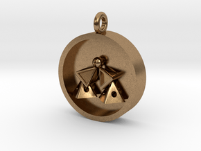 Pyramid Kiss Pendant in Natural Brass
