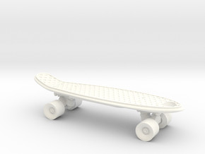 Mini Penny Board - 3D Printed in Stainless Steel in White Processed Versatile Plastic