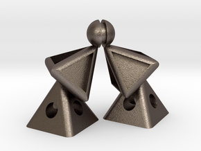 Pyramid Kiss in Polished Bronzed Silver Steel