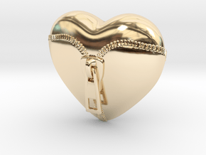 Leather Zipped Heart Pendant in 14K Yellow Gold