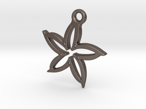 Leaf pendant in Polished Bronzed Silver Steel