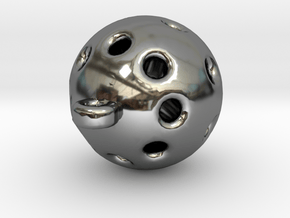Hole Sphere Pendant in Fine Detail Polished Silver