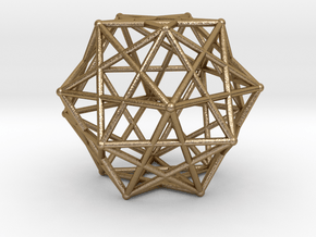 Star Cage 35mm Dodecahedral Sacred Geometry in Polished Gold Steel