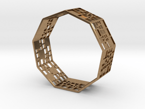 SPSS Bracelet (9 differently dissected squares) in Natural Brass