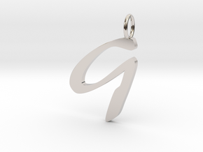 Classic Script Initial Pendant Letter G in Platinum