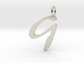 Classic Script Initial Pendant Letter G in 14k White Gold