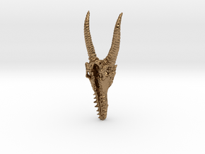 Ancient Dragon Skull Pendant in Natural Brass