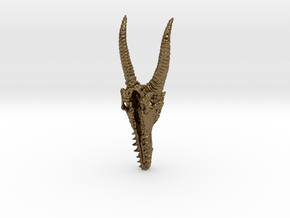Ancient Dragon Skull Pendant in Natural Bronze