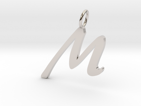 M Classic Script Initial Pendant Letter  in Platinum