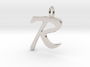 RClassic Script Initial Pendant Letter  in Platinum