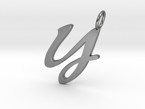 Y Classic Script Initial Pendant in Polished Silver
