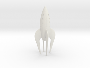 Retro Rocket Miniature 3 in White Natural Versatile Plastic