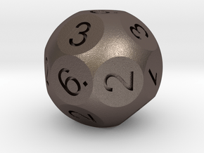 D18 numbered like a D6 in Polished Bronzed Silver Steel