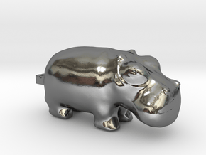 3000 BC Hippo Small Pendant in Polished Silver