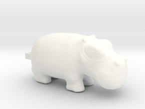 3000 BC Hippo Small Pendant in White Processed Versatile Plastic