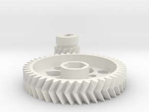 Extruder Gears in White Natural Versatile Plastic
