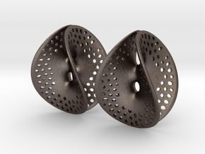 Small Perforated Chen-Gackstatter Thayer Earring in Polished Bronzed Silver Steel