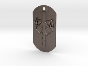 Spirit Of The Deer Dog Tag in Polished Bronzed Silver Steel