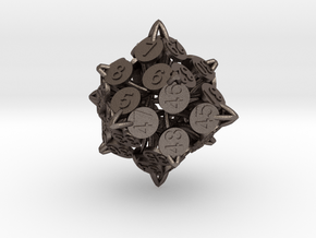 Player Order Die - 3D Print Only Version in Polished Bronzed Silver Steel