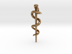 Snake rod pendant (medicine) in Natural Brass